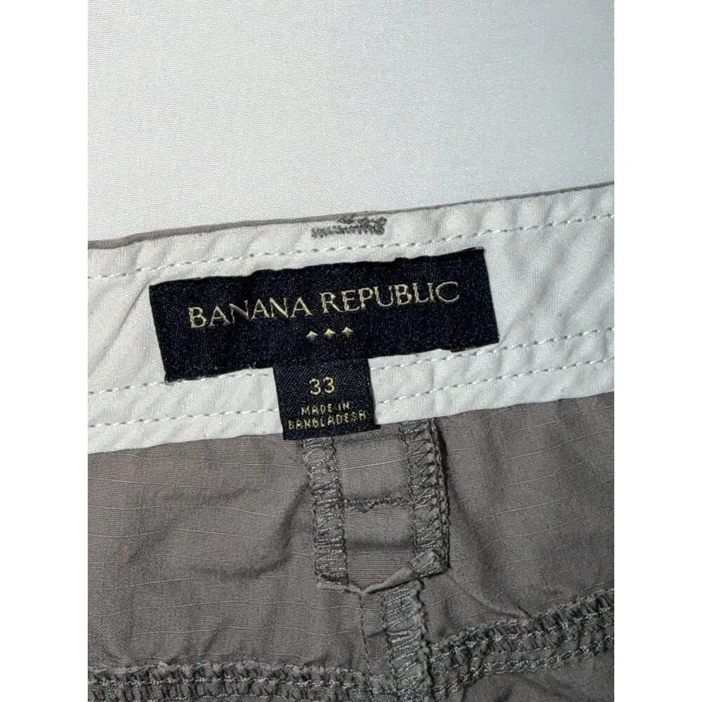 Banana Republic Men's Gray Ripstop Utility Cargo Shorts Size 33